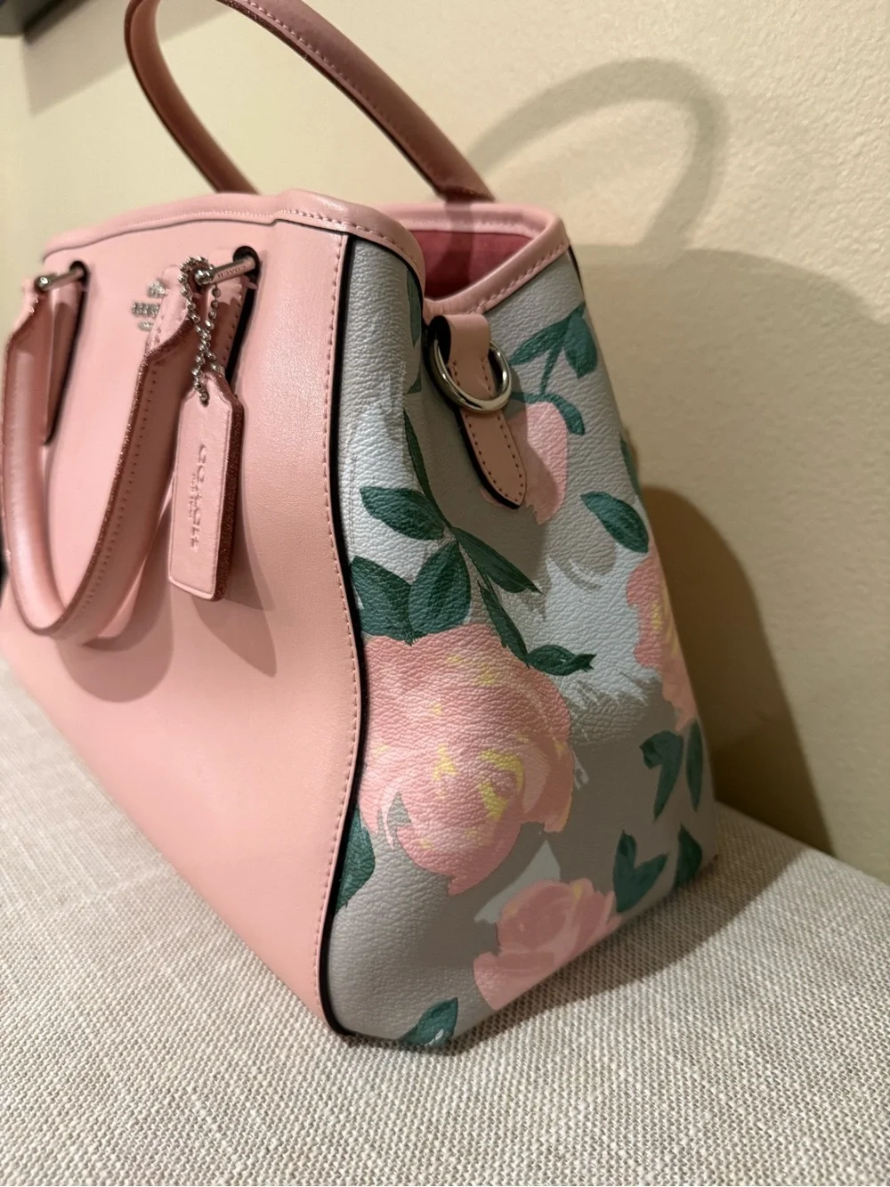 Coach F25868 Margot Caryall Pink Multi Camo Rose Floral Print Satchel Crossbody